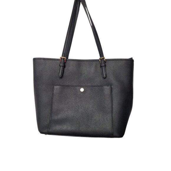 Michael Kors Handbags - Michael Kors Sheila Medium Faux Saffiano Leather Satchel Purse Black Zip